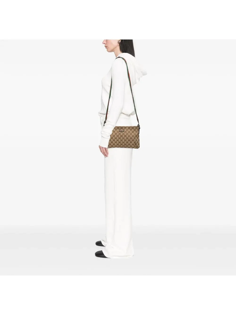 Gucci Web Strap Messenger Bag Gg Canvas #341008G93B